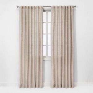 Threshold 1pc Light Filtering Linen Window Curtain Panel Natural 84”